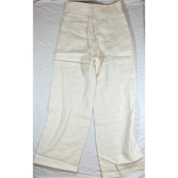 Everlane Womens Linen Way High Drape Pant in Ivory Size 0 Natural Color Coastal - Picture 2 of 7